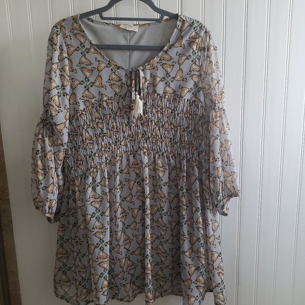 Entro Dress/Tunic Medium Gray Birds